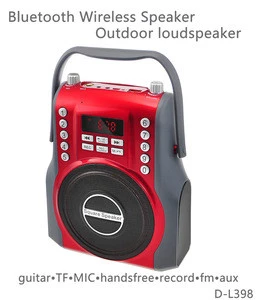 new Portable HandsFree fm/MP3/USB/TF card music Audio Player Karaoke microphone Bluetooth Wireless Car KTV guitar speaker