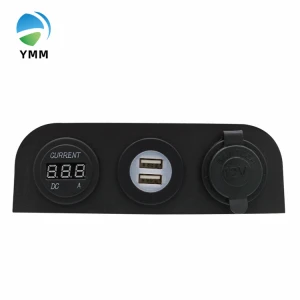 New Style High Quality 3 Hole Ampere Meter Voltmeter Power Socket USB Car Charger Housing For Vehicle