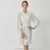 new white full lace bride robe with lining for hotel banquet and wedding event