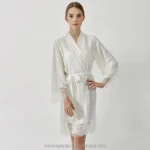 new white full lace bride robe with lining for hotel banquet and wedding event