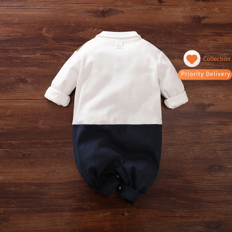 Newborn Clothing Baby Fashion 100% Cotton spring/autumn  Baby Boy Romper Bow tie Infant Jumpsuit