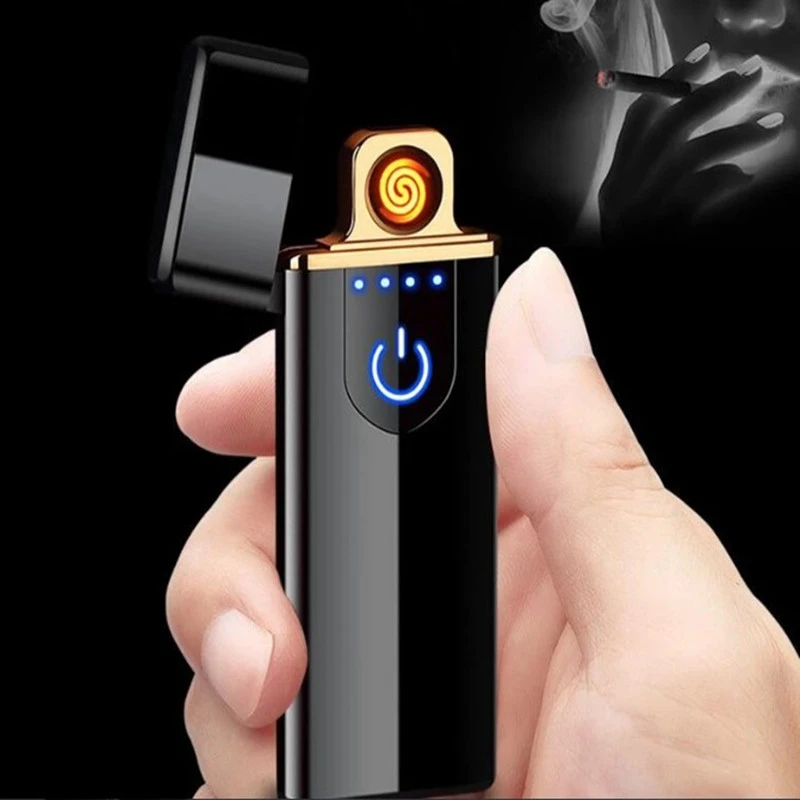 Newest Electric Rechargeable  USB Metal Charging Lighter Smart Fingerprint Sensor for Cigarette Smokers