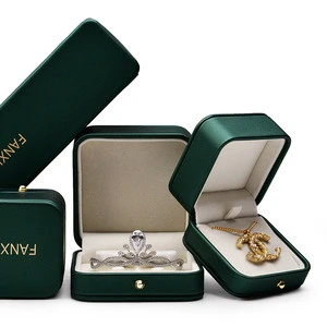 Newest Fashion  Jewelry Gift Box Flannelette Dark Green  Pendant Packaging Box Jewelry Organizer Display Showcase