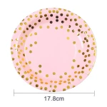 Nicro Oem Custom Print Elegant Eco Dinner Pink And Gold Dot Paper Plate