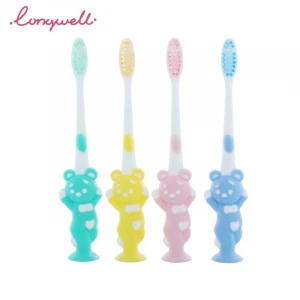 Ningbo Longwell Teeth Cleaner NewBaby Toothbrush PP TPE Nylon Brush Head Animal Bear Hand Eco Oral Hygiene Kids Toothbrush