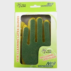 NO.11 five finger scouring pad &sponge cleaning kitchen household latex gloves factory