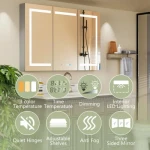 Non Recessed Large Bathroom Mirror Medicine Cabinet with Storage and Light