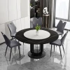 Nordic luxury restaurant furniture dinning room white black round marble top dining table