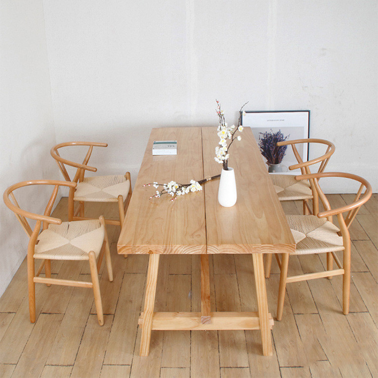 Buy Nordic Solid Wood Rectangular Dining Room Furniture Simple Log ...