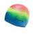 Import OEM multicolor rainbow swimming caps silicone swim hats from China