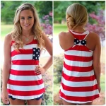 OEM Summer Casual Red and White Stripe Wholesale Women Custom Tank Top