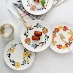 Original European style four seasons plate with bead edge domestic ceramic modern living room dessert dinnerware