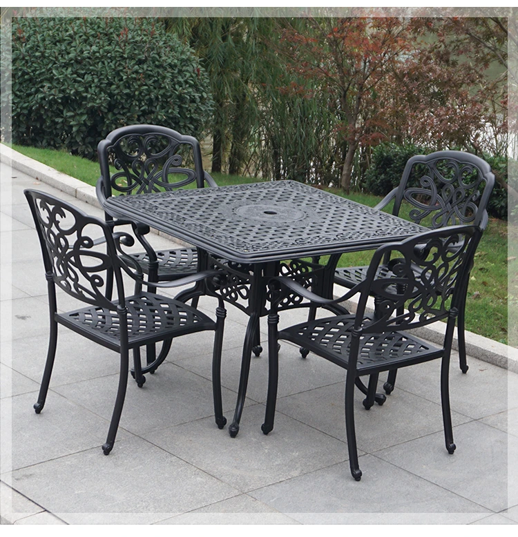 Outdoor Cast Aluminum Patio Furniture Chair Set Table and bench garden furniture