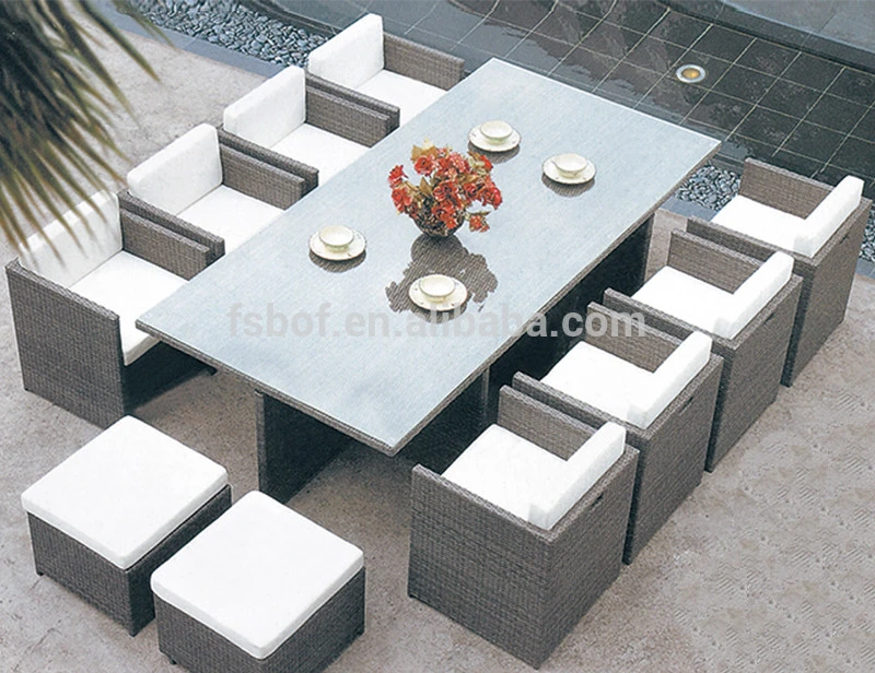 outdoor furniture rattan garden large table and chairs set for 12 person outdoor patio table rattan chair AA3003