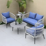 outdoor furniture set four chairs luxury chair patio garden outdoor restaurant table set hand make rattan furniture