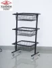 Over 22 Years Experience Manufacturing Black Metal Color Light Care 3 Bakset Standing Display Shelf