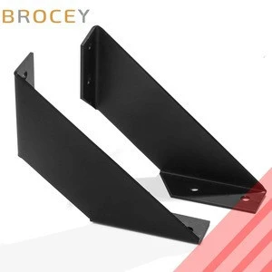 Pair of Metal Steel Bent Metal Industrial Angle Shelves Brackets Flat Black