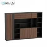 Pengpai teak wood bookcase wall mount bookcase wooden library wall bookcase