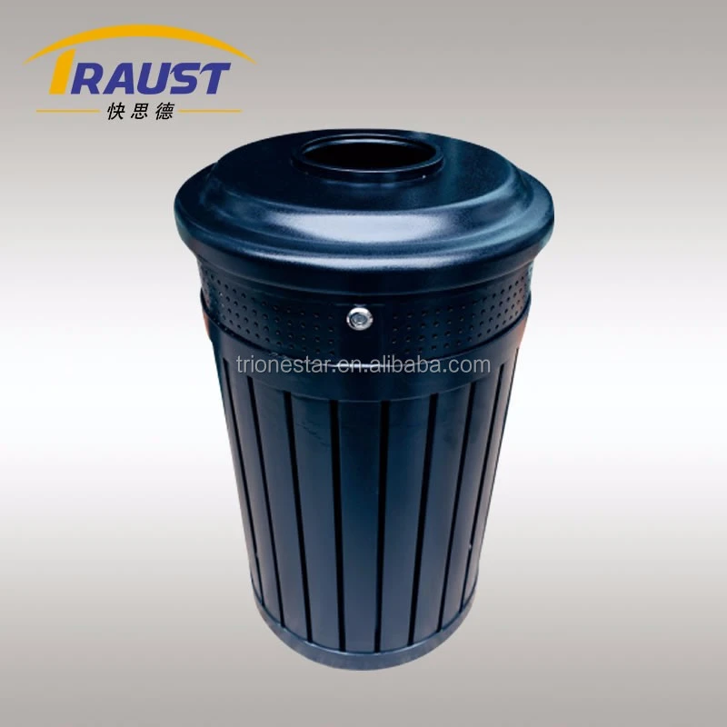 Perforated galvanized dustbin/outdoor iron dustbins/metal street waste bin