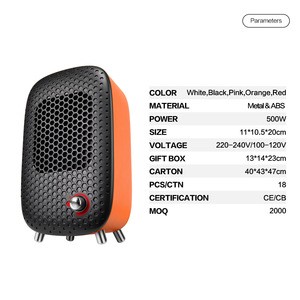 Personal Portable 500W Mini Home Desktop Electrical Ptc Fan Ceramic Space Heater