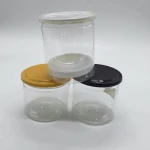 Plastic Easy Open Tin Can 380ml Clear Pull Ring With Plastic Cover Lid For Dried Fruit / Peanuts Clear Pet Jar/food Can