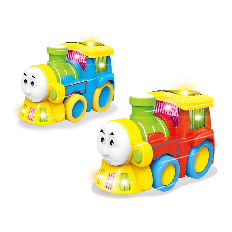 Plastic funny battery operated toy train steam with light and music