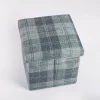 Polyester Fabric Folding Foot Rest Seat Cube Storage Ottoman Stool Box