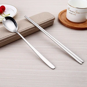 Portable Camping Travel Stainless Steel 304 Spoon Chopstick Flatware Set Cutlery 2 Pcs