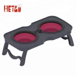 Portable pet dog bowls feeder with stand base