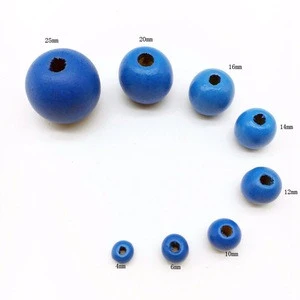 Premium material natural bulk round colorful craft wooden beads