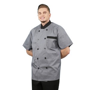 Promotion short sleeve gray restaurant hotel kitchen jacket chef coat uniform