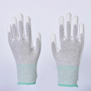 PU Palm Coated Nylon Gloves Anti static Palm PU Coated Nylon and Carbon Fiber Work Gloves