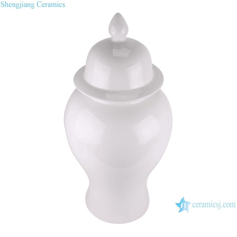 Pure White Glazed Porcelain Lidded Ginger Jars Smooth Ceramic Storage Pot Temple Jars