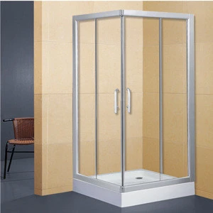 Rectangle Tempered Glass Simple Shower Room with Black Acrylic Shower Tray