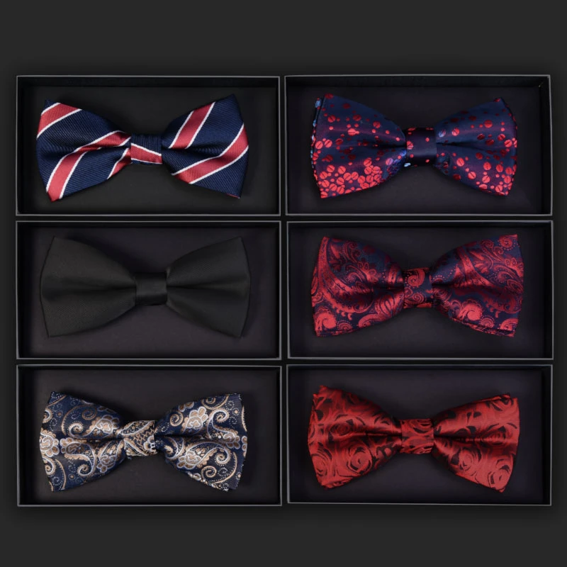Red Paisley Men&#x27;s Bow Tie Bowknot Dot Blue And Black Bow Ties For Groom Party Accessories