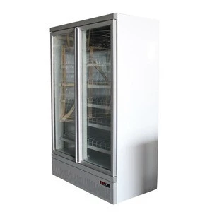 Restanrant bottom mounted 1240L 2 glass doors beverage freezer showcase for sale