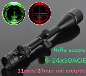 Riflescope 6-24x50AOEG Adjustable Illuminated Tactical Rifle Scope Reticle Optical Sight Scope for Hunting
