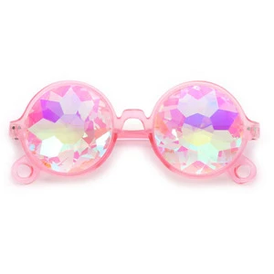 Round Frame Glasses Multi Color Kaleidoscope PC Glasses Party Fashion Sunglasses