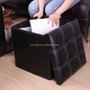 RTS Rectangle Faux Leather Footrest with Foam Padded Seat Collapsible Ottoman With Buttons 30 inches Folding Storage Stool