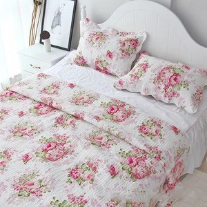 Rural quilted with 100% cotton wash air-conditioned and cool in summer ch padded  with double bed three-piece set wit
