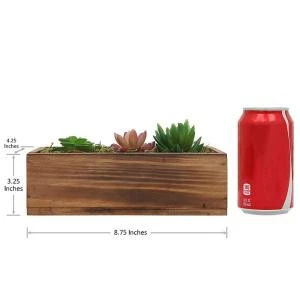 Rustic Wood Planter w/ 3 Faux Succulent Plants &amp; Moss/Decorative Windowsill Plant Container Box