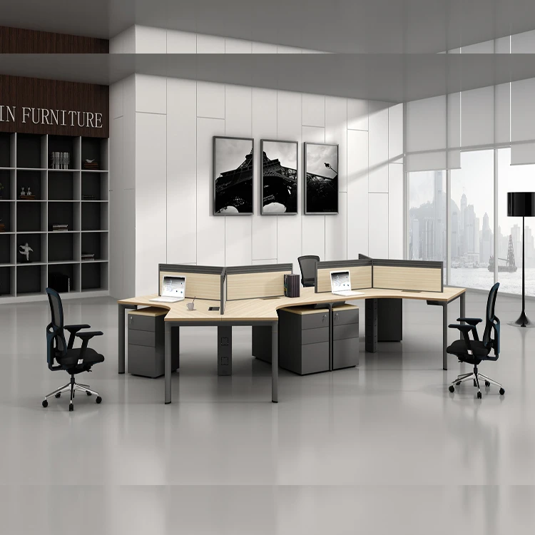 Sample Style Modular Open Office Workstation 4 Persons Office Workstation