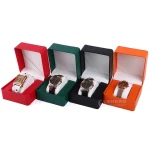 SHERO Hot Selling  Custom Green Red PU Leather Watch Packing Box Watches  Boxes With Pillow