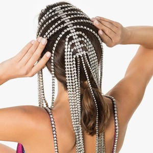 SHIHAN Long Tassel Rhinestone Hair Chain Headpiece Jewelry for Women Crystal Headband Chain Trendy Accessories