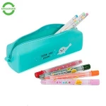 Silicone zipper smiggle school foldable custom logo kids pencil case bag