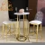 Import Simple gold stainless steel frame mdf/glass top even  bar cocktail table from China