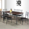 Simple Modern Metal Wooden Dining Room Table And 6 Chairs Set