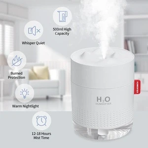 Small 500ml Desk Humidifiers, Whisper-Quiet Operation, Night Light Function, Two Spray Modes,Auto Shut-Off for room
