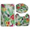 Soft Tropical Plants Toilet Seat Cover Parrot Printed Flannel Anti Slip Bath  Mat,anti-slip bath mat