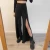 Import Spring and summer new high waist Street Black split wide leg pants with a wide drape from China